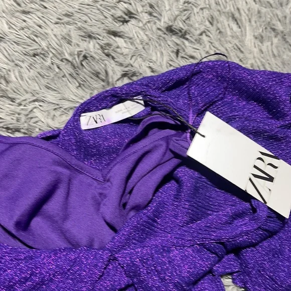 24.-🥰🥰ZARA Metallic Purple Cape Maxi Dress🥰🥰 - Picture 12 of 15